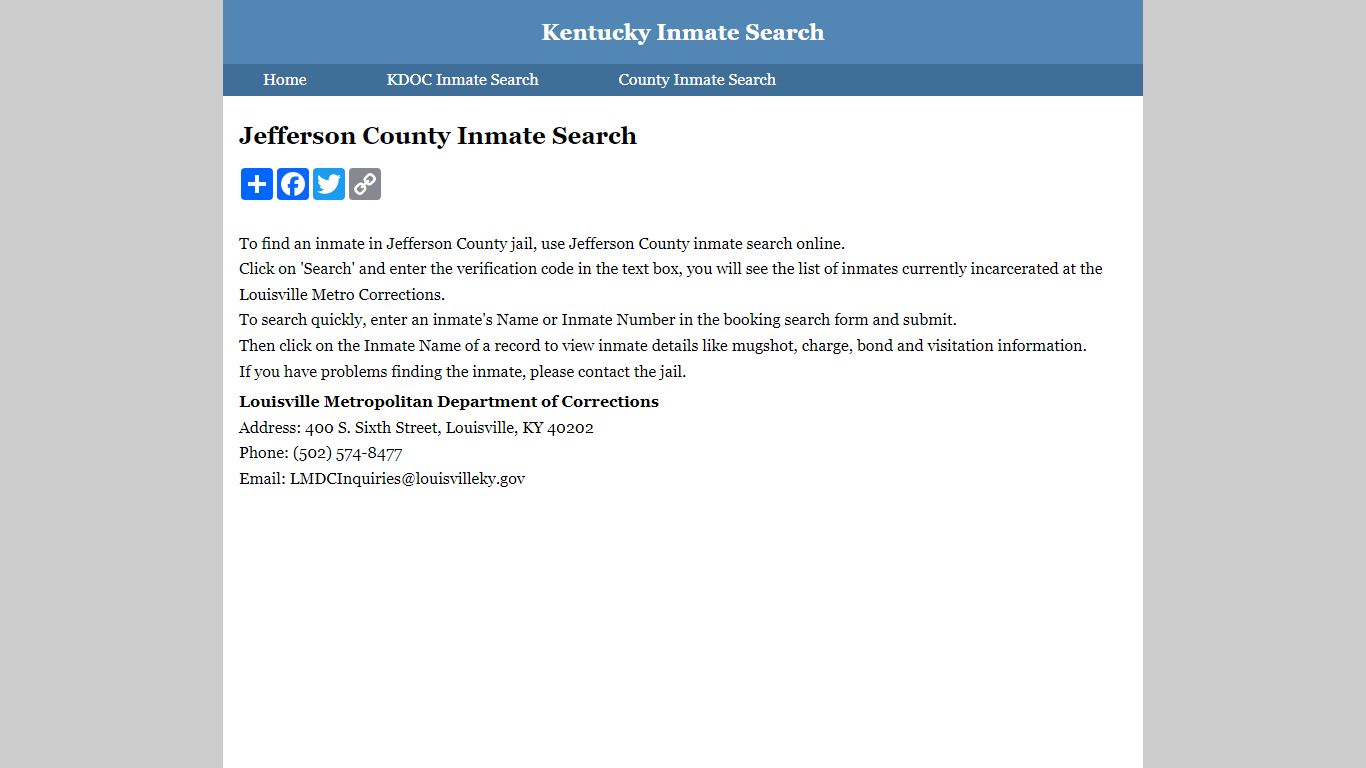 Jefferson County Inmate Search